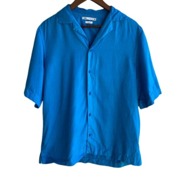 Zara Other - ZARA LIGHT BLUE LIGHTWEIGHT, LOOSE-FIT BUTTON UP Men’s Small